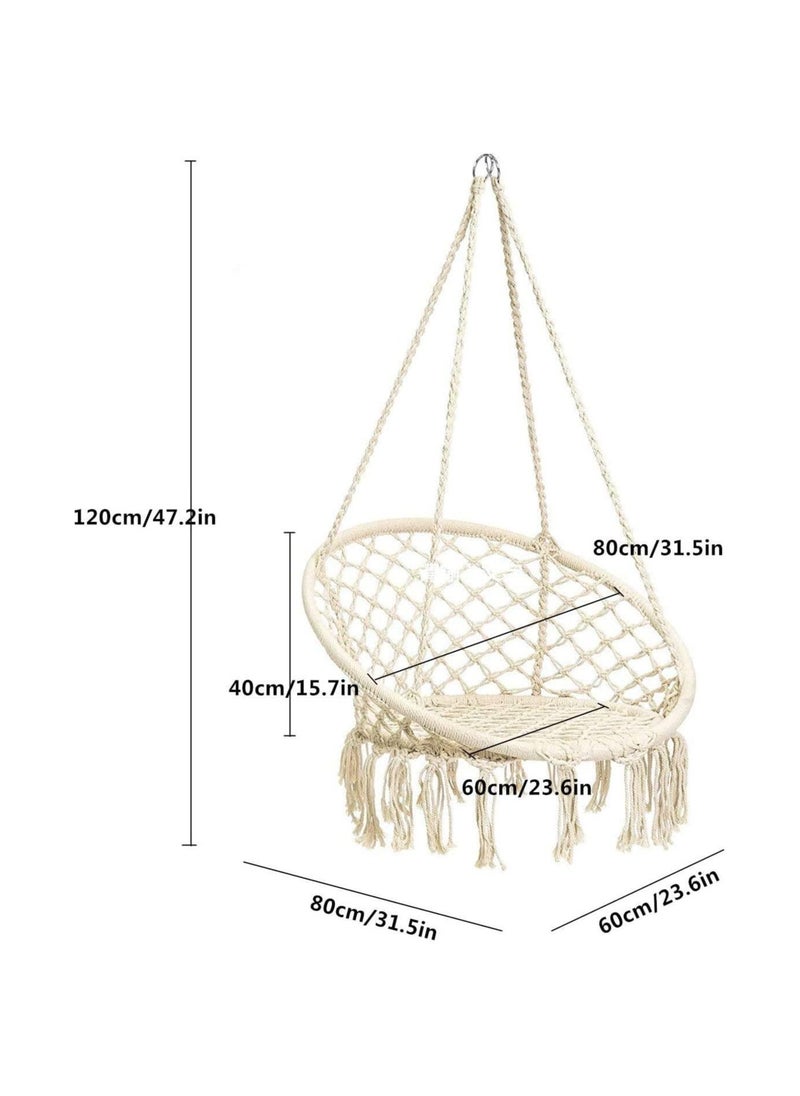 Yameem - Hammock Hanging Swing Chair For Bedroom with Sturdy Hardware Kits Exquisite Dreamy Round Cotton Rope For Indoor Outdoor Patio Yard Max 330 LBS - Image 1