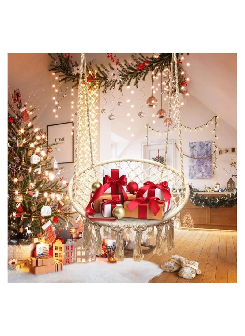 Yameem - Hammock Hanging Swing Chair For Bedroom with Sturdy Hardware Kits Exquisite Dreamy Round Cotton Rope For Indoor Outdoor Patio Yard Max 330 LBS - Image 1