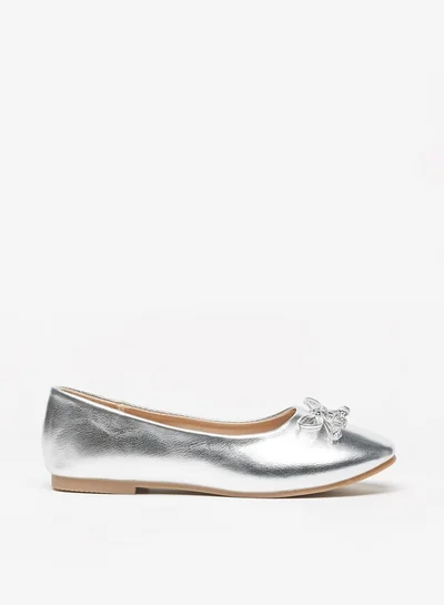 فلورا بيلا من شو إكسبرس Girl's Solid Slip-On Ballerina Shoes with Bow Applique