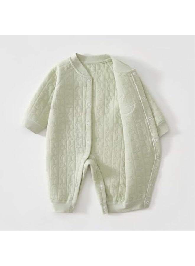 شي آند ليتل جمبسوت رضيع، أكمام طويلة من قماش محاك مضلع مع فتحة سفلية بسحّاب، ناعم وقابل للتنفس ودافئ، مناسب للرضع من 0 إلى 7 أشهر لمختلف المناسبات (أخضر) - Image 5