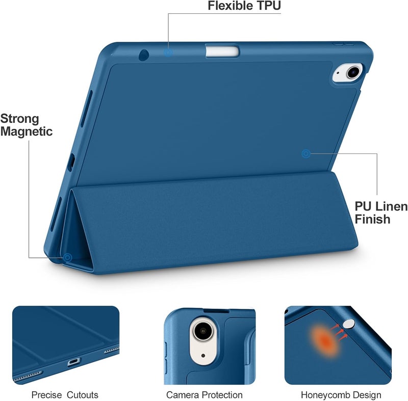 Akkerds Compatible with iPad Air 11 Inch Case 7th/6th Generation (M3/M2) 2025/2024, for iPad Air 5th/4th Generation Case 10.9 Inch 2022/2020 with Pencil Holder[Auto Sleep/Wake], Bluemist - Image 3