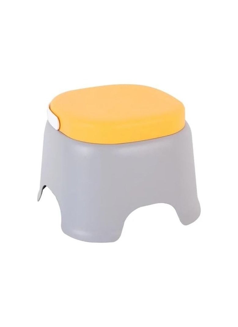 VIO Children Portable Plastic Stool Non Slip Stackable Durable Stool for Kindergarten Pre School Children Plastic Lightweight Easy Carry Stool with Handle in Vibrant Colors Yellow Small  - Image 1