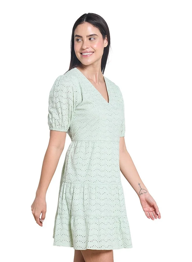 Asharae  Women's Puff Sleeve Dress With Tiers Comfortable Material, Breathable Daily Wear, Casual Fashion Outfit, Special Occasion Outfit, Trendy & Chic Apparel for Women | Best Price UAE