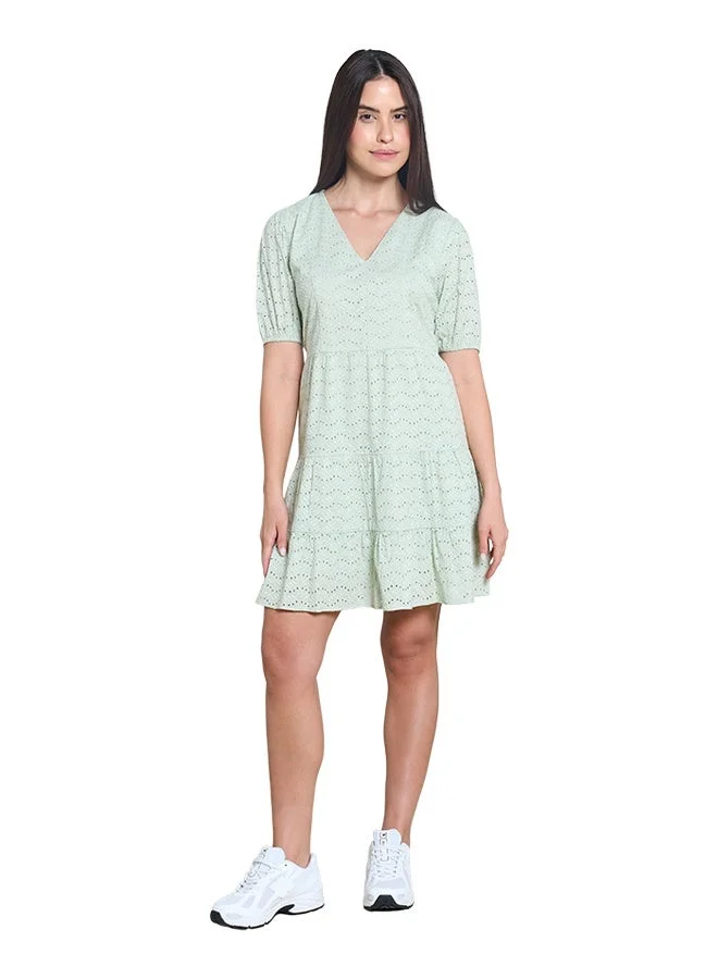 Asharae  Women's Puff Sleeve Dress With Tiers Comfortable Material, Breathable Daily Wear, Casual Fashion Outfit, Special Occasion Outfit, Trendy & Chic Apparel for Women | Best Price UAE