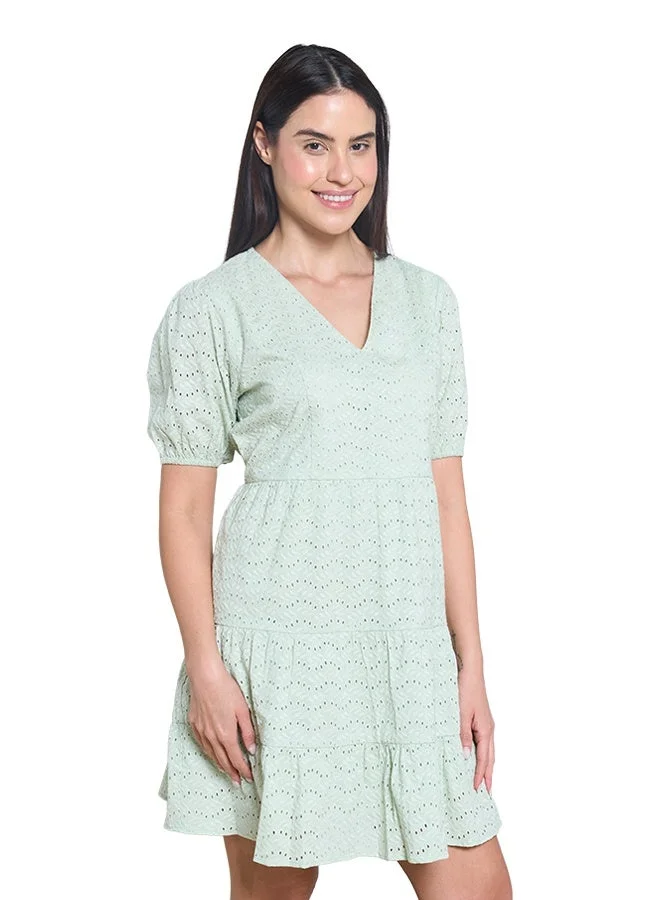 Asharae Women's Puff Sleeve Dress With Tiers Comfortable Material, Breathable Daily Wear, Casual Fashion Outfit, Special Occasion Outfit, Trendy & Chic Apparel