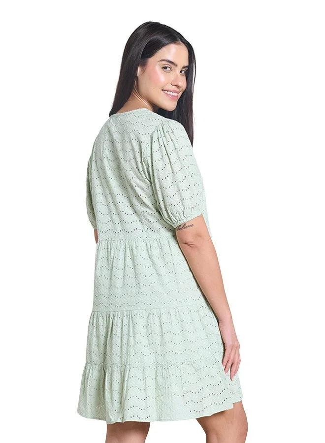 Asharae  Women's Puff Sleeve Dress With Tiers Comfortable Material, Breathable Daily Wear, Casual Fashion Outfit, Special Occasion Outfit, Trendy & Chic Apparel for Women | Best Price UAE