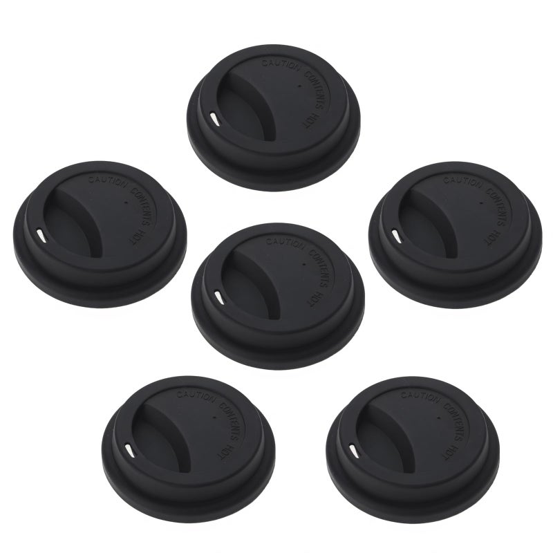Aspire 6 PCS Silicone Drinking Lid Reusable Coffee Cup CoversLids Fits Cup Rim 346362 Inches 8892cm Microwave Dishwasher Safe Black - Image 2