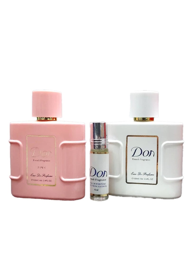 مجموعة عطر دون او دي بارفيوم الابيض+الوردي+رول 6مل