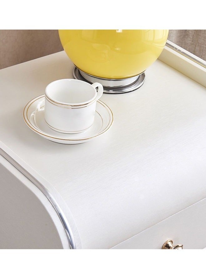 فاشون هوم استخدام متعدد الأغراض 2 أدراج مدورة الزاوية منضدة الجلود ملفوفة الإبداعية السرير الجدول روز شكل مقبض تصميم طاولة جانبية فاخرة مع رف العرض لغرفة المعيشة غرفة نوم 43x40x48 سم (مجمعة بالكامل) - Image 3