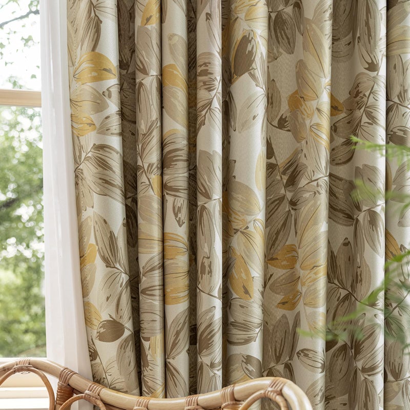 SUOUO Blackout Curtains for Bedroom Patterned Vintage Brown Leaf Room Darkening Window Drapes for Living Room 96 inches Long 2 Panels - Image 4
