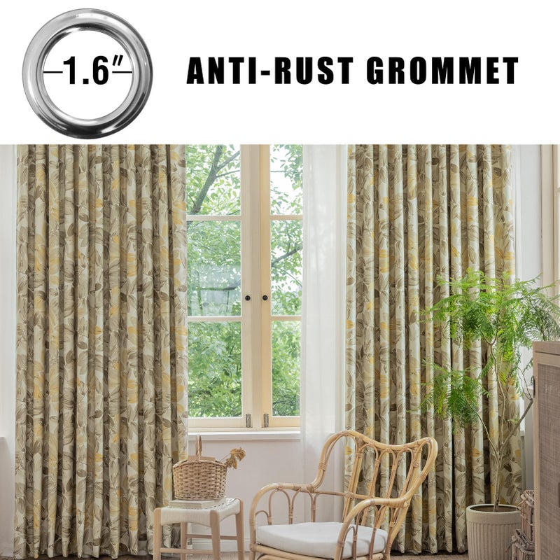 SUOUO Blackout Curtains for Bedroom Patterned Vintage Brown Leaf Room Darkening Window Drapes for Living Room 96 inches Long 2 Panels - Image 2