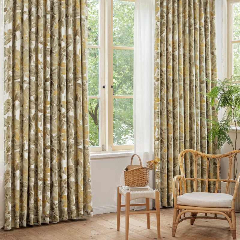 SUOUO Blackout Curtains for Bedroom Patterned Vintage Brown Leaf Room Darkening Window Drapes for Living Room 96 inches Long 2 Panels - Image 3