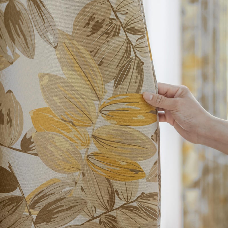 SUOUO Blackout Curtains for Bedroom Patterned Vintage Brown Leaf Room Darkening Window Drapes for Living Room 96 inches Long 2 Panels - Image 5