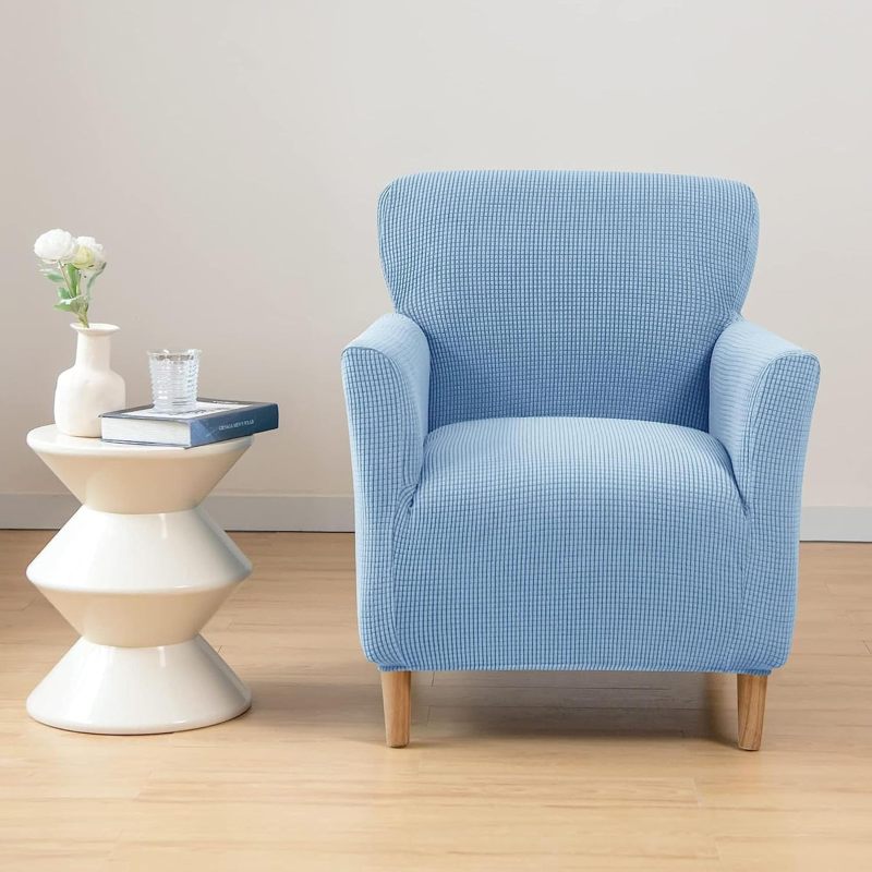 Stretchable Club Chair Cover - Dark Grey Removable & Washable Elastic Tub Chair Cover for Living Room, Study & Home Decor - Image 4