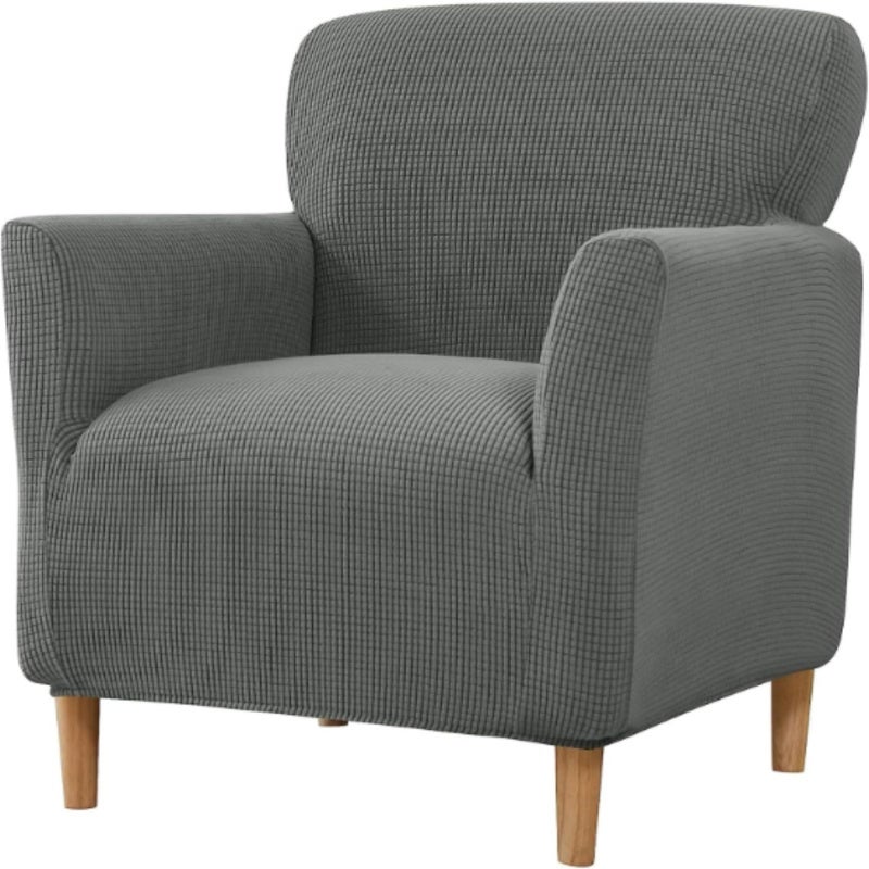 Stretchable Club Chair Cover - Dark Grey Removable & Washable Elastic Tub Chair Cover for Living Room, Study & Home Decor - Image 1