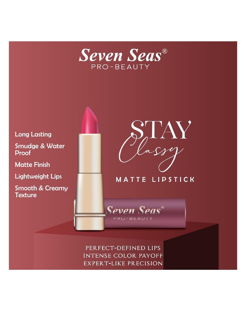 Seven Seas Seven Seas Stay Classy Matte Lipstick Full Coverage Long Lasting Lipstick Smooth Application Transferproof and Smudge Proof  Highly Pigemented Lipstick for Women Fandango  - Image 4