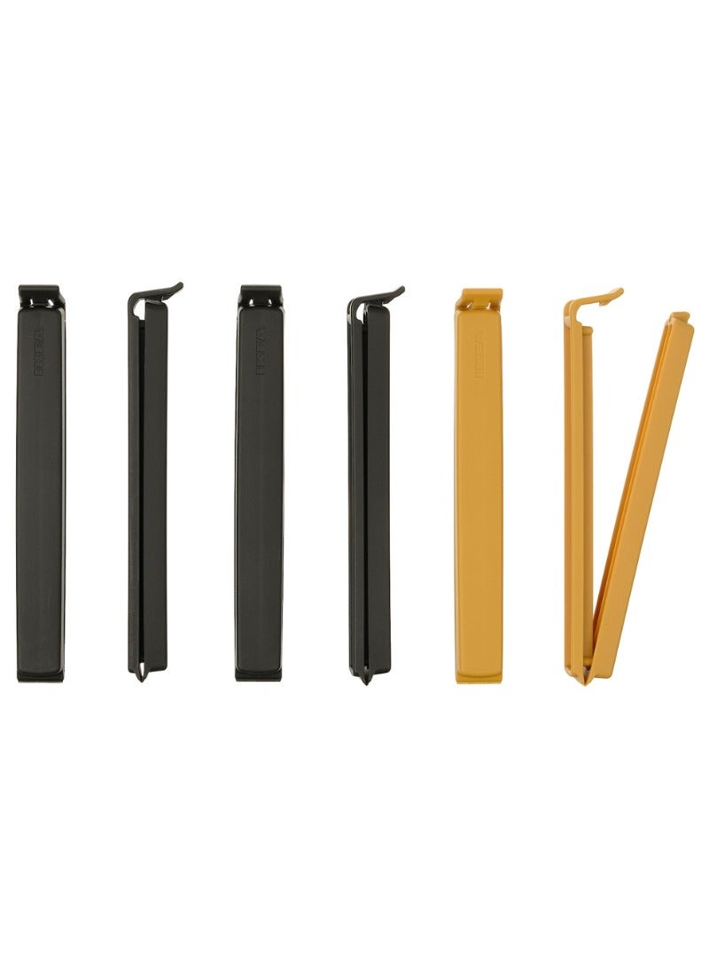 بيفارا مجموعة مشابك إغلاق، أنثراسيت/أصفر داكن، ٦ قطع، ١٤ سم، تصميم قابل لإعادة الاستخدام - Image 1