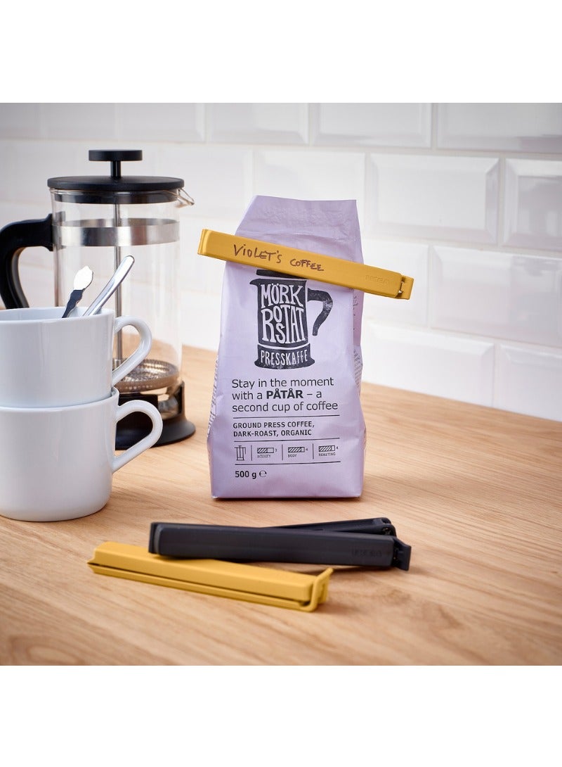 بيفارا مجموعة مشابك إغلاق، أنثراسيت/أصفر داكن، ٦ قطع، ١٤ سم، تصميم قابل لإعادة الاستخدام - Image 2