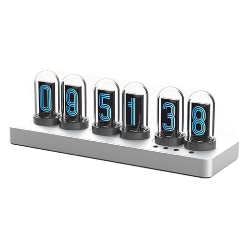 Vastarry Nixie Tube Clock Glow Tube Clock IPS Color Screen Digital Clock with 6 Sets of Alarm Clocks, 7 Modes, 12 Customized Pictures, Web Control, no app Required (Silvery) - Image 1