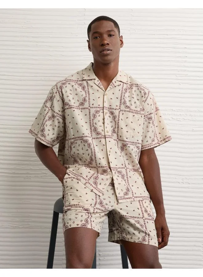 امريكان ايجل AE Floral Button-Up Poolside Shirt