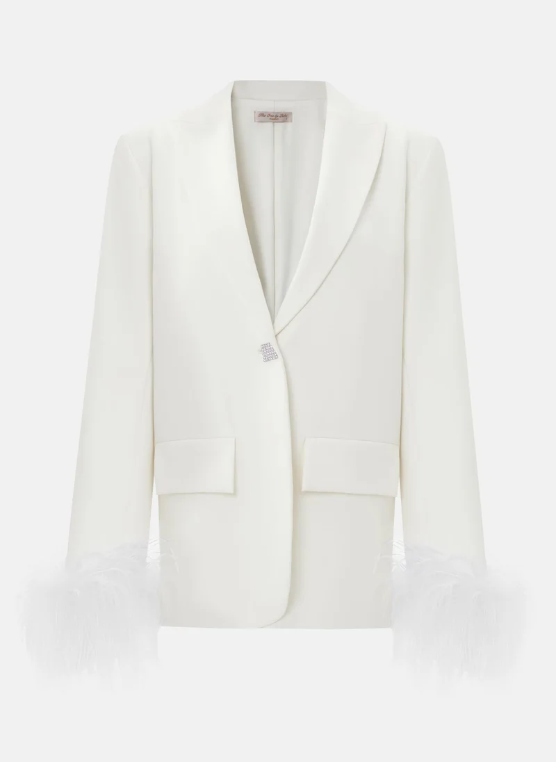 Lichi Single-breasted jacket with feathers on the cuffs