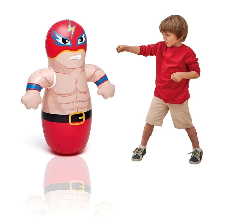 Mamadev ®:- Boxer Punching Bag for Kids - 3D Inflatable PVC Children Kids Boys Girls Hit Me Punching Boxer Bag Toy for Outdoor & Indoor Playing(Multi Color)(1 PIS) - Image 1
