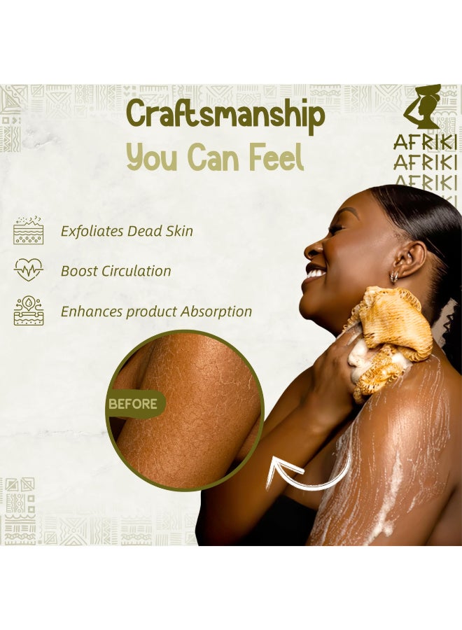 AFRIKI African Net Sponge Exfoliating Body Scrubber Black Owned Rooted in Africa All Skin Types 45 in Long Hibiscus - Image 4