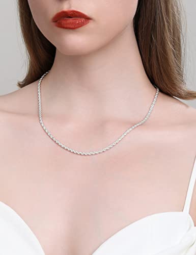 Waitsoul 925 Sterling Silver Rope Chain Lobster Clasp 2mm Silver Chain for Men Women Silver Necklace Chain 18 Inch - Image 4