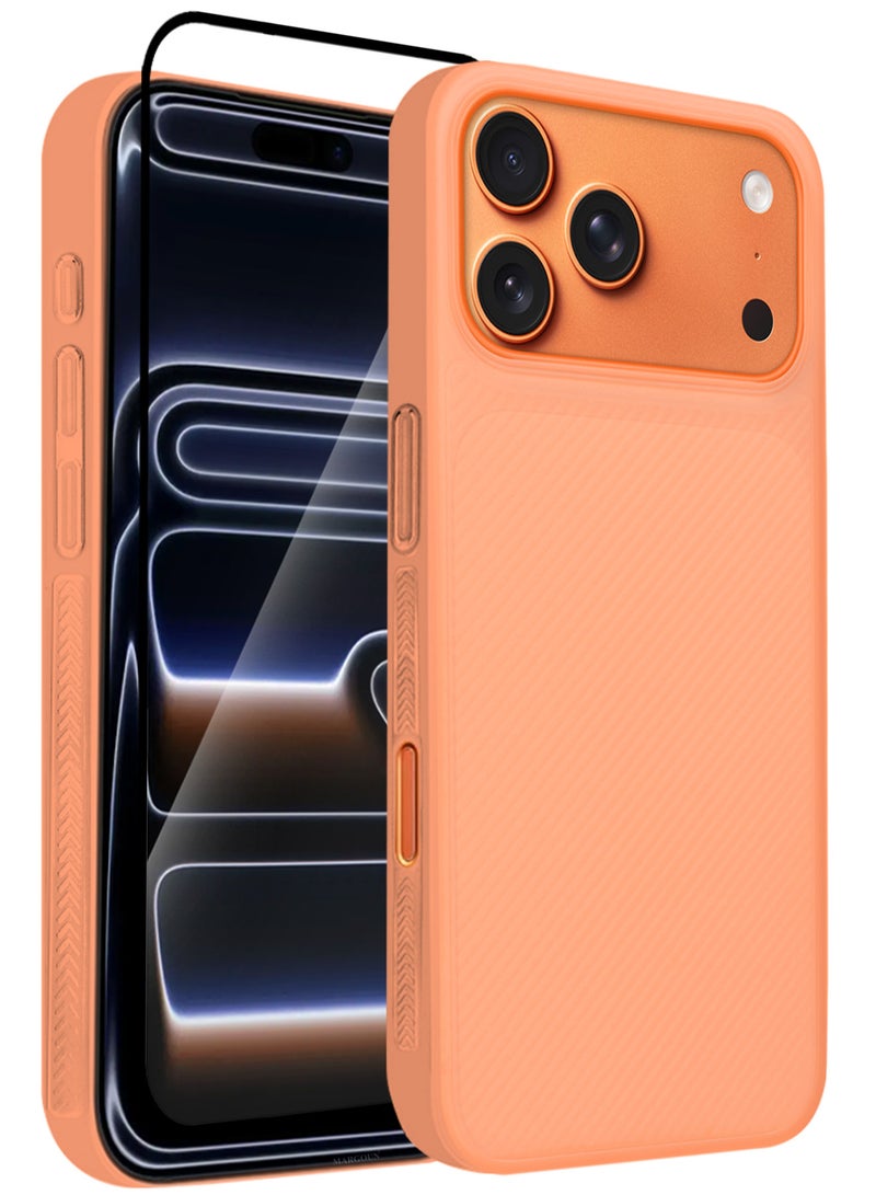 CATANES 2Packs Case Cover for iPhone 17 Pro, Air Skin Line Design Back Cover, Sturdy Durable Ultra-Thin Case, Drop Protection Cover Clear with 3D Screen Protector - Cosmic Orange - Image 1