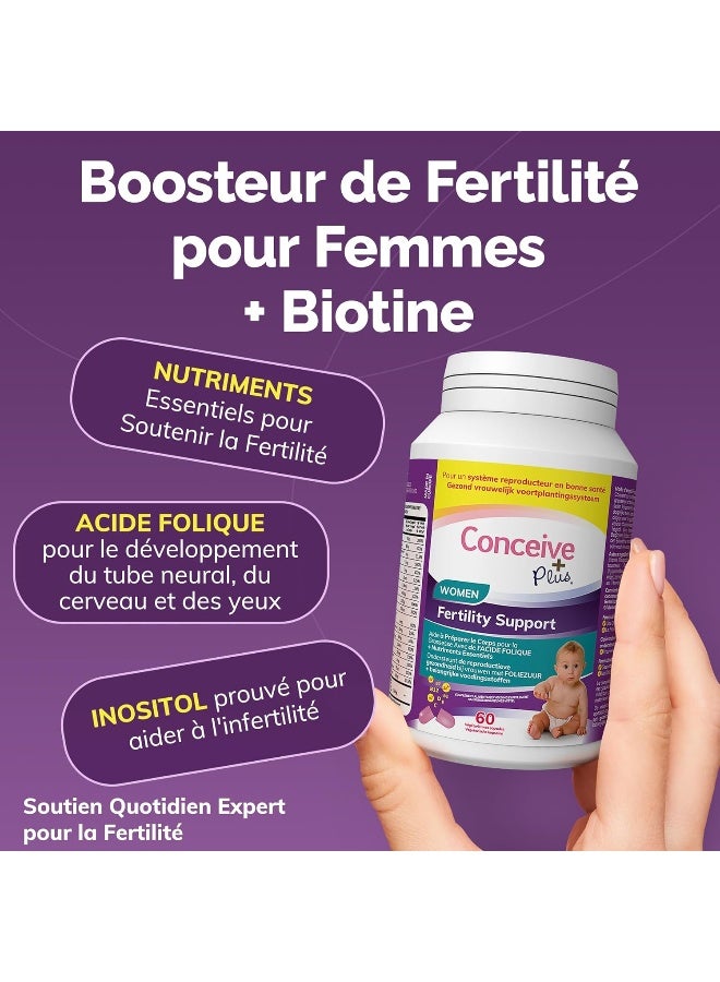 كونسيف_بلس مكمل غذائي كونسيف بلس للخصوبة للنساء - توازن الهرمونات، كالسيوم، فيتامين د، حمض الفوليك، ميو-إينوزيتول، فيتامينات ما قبل الولادة للنساء، علاج لمدة 30 يومًا، 60 كبسولة - Image 3