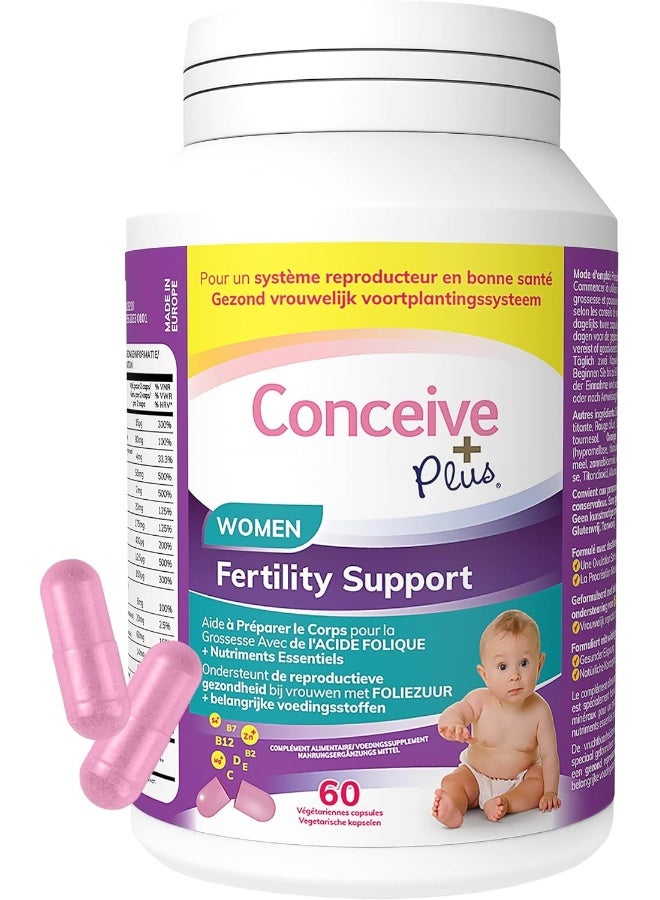 كونسيف_بلس مكمل غذائي كونسيف بلس للخصوبة للنساء - توازن الهرمونات، كالسيوم، فيتامين د، حمض الفوليك، ميو-إينوزيتول، فيتامينات ما قبل الولادة للنساء، علاج لمدة 30 يومًا، 60 كبسولة - Image 1