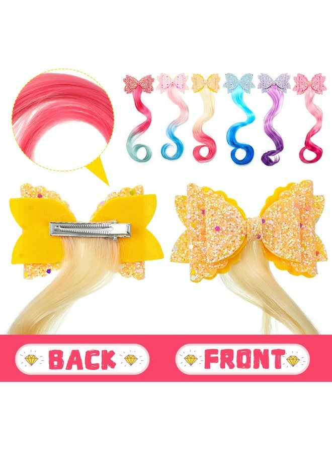 WILLBOND WILLBOND 6 Colors Glitter Unicorn Hair Clips with Braided Curly Wig Extensions for Hair Braiding, Princess Costume Dress up - Image 3