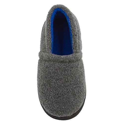 Skysole Boys Fleece Closed Back Slipper with Rugged Outsole Grey/Blue 7/8 US Toddler - Image 1