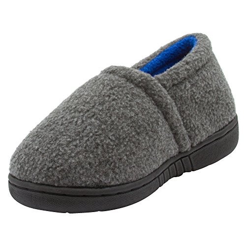 Skysole Boys Fleece Closed Back Slipper with Rugged Outsole Grey/Blue 7/8 US Toddler - Image 3