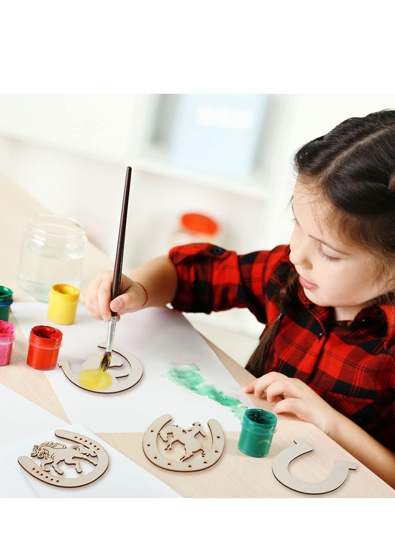 SYOSI Unfinished Horseshoes Wooden Cutouts, 48 Pcs Wooden Horseshoes Cutout for Crafts, 4 Styles Blank Horseshoes Wood Slices, Wooden Paint Crafts for Kids DIY Home Decoration for Party Wedding Birthday - Image 5