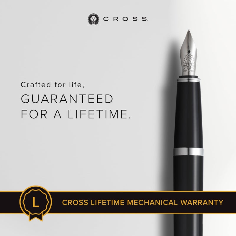 Cross قلم حبر سائل قابل لإعادة التعبئة من كروس بيلي، تصميم لامع من الراتنج، رأس رفيع، يتضمن علبة هدايا فاخرة - أسود - Image 3