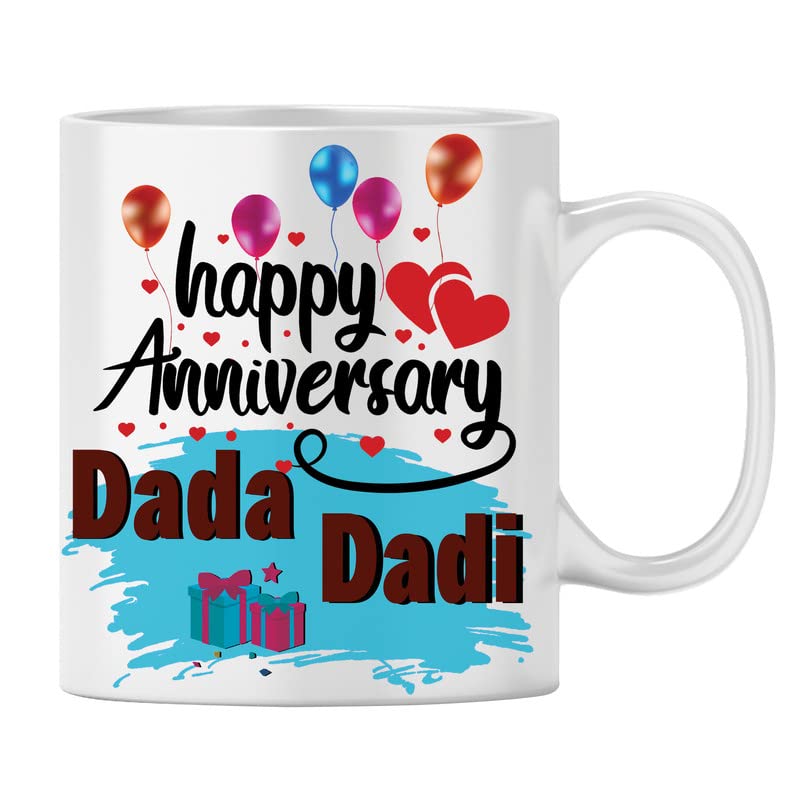 BHAWANI GIFT CREATIONS Bhawani Gift Happy Anniversary Dada Dadi Personalized CushionPillow KeyChain and Coffee Mug Designed for Your Dada Dadi - Image 3