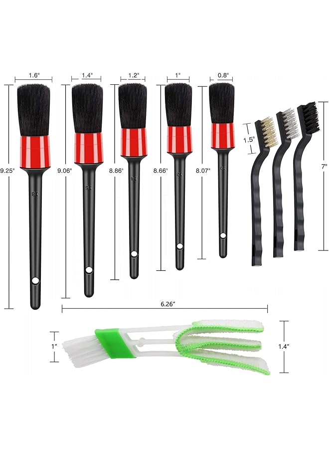 Excefore Auto Car Detailing Brush Set,10Pcs Car Interior Cleaning Kit Includes 5 Detail Brush,3 Wire Brush, 2 Air Vent Brush For Cleaning Car Interior Exterior, Dashboard Engines Leather Whee - Image 4