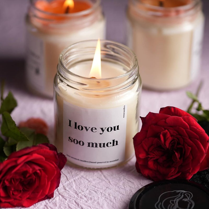 SOSA Candles I Love You So Much Highly Scented Candles Gift Set Scented Candles For Home Decor Valentine Gifts Valentine Gift For Girlfriend Boyfriend Couples Husband Wife Special Love Special Girls Wife Hubby Wifey Women Men Scented Candles For Home Decor Scented Candle Gift Set 40hrs  - Image 2