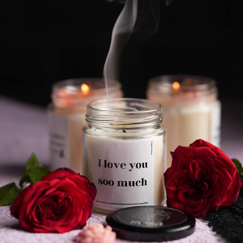 SOSA Candles I Love You So Much Highly Scented Candles Gift Set Scented Candles For Home Decor Valentine Gifts Valentine Gift For Girlfriend Boyfriend Couples Husband Wife Special Love Special Girls Wife Hubby Wifey Women Men Scented Candles For Home Decor Scented Candle Gift Set 40hrs  - Image 4