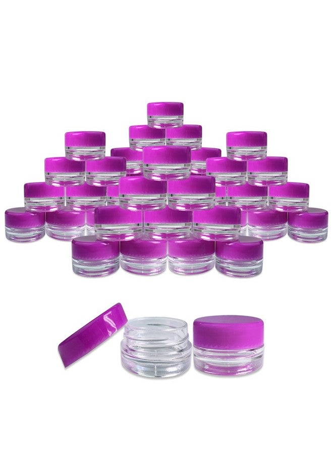 Beauticom (200 Pieces Jars + Lid) 3G/3ML Round Clear Jars with PURPLE Screw Cap Lids for Scrubs, Oils, Toner, Salves, Creams, Lotions, Makeup Samples, Lip Balms - BPA Free - Image 2