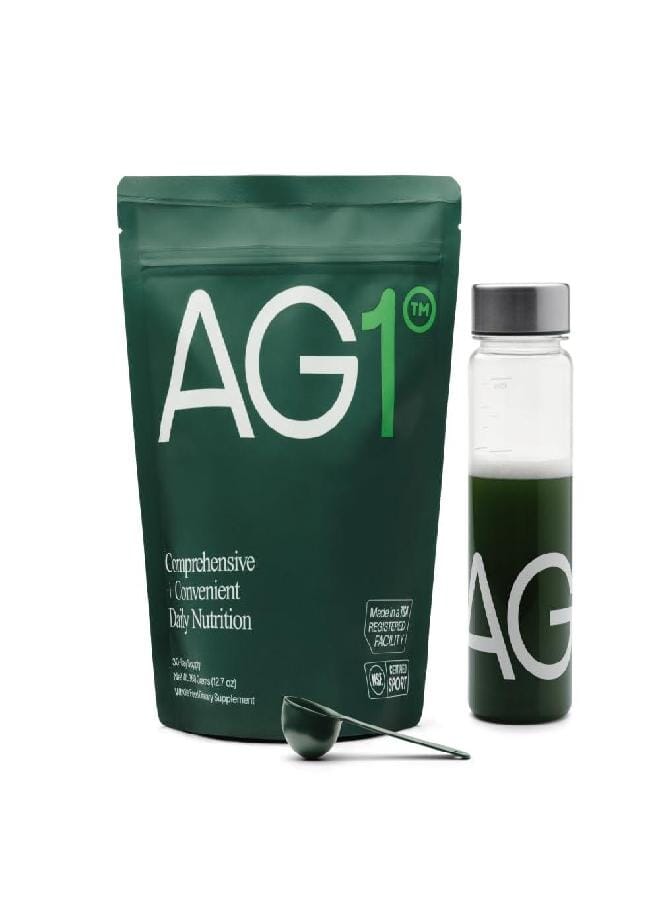 AG1 Greens Powder Supplement | Improve Gut Health | Multivitamin, Probiotic, Gluten Free, Vegan and Keto Friendly | Shaker & Scoop Included | 75 Vitamins (Athletic Greens) - Image 1