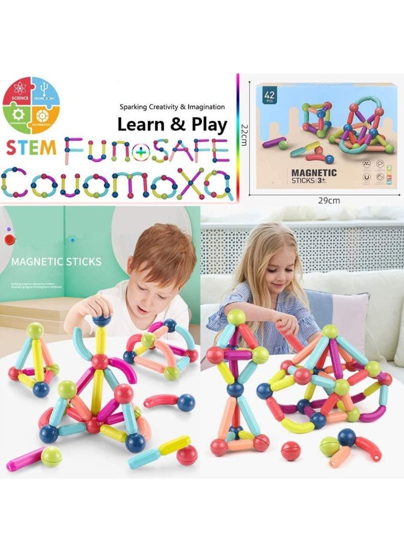 RollsTimi  Stacking Toys Magnetic Building Stick Blocks 42 PCS - Image 2