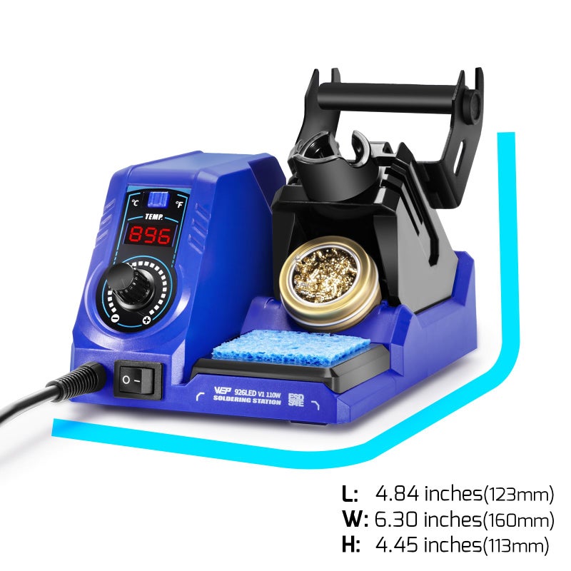 WEP 926LED V1 110W Soldering Iron Station Kit with Solder Wire, 5 Soldering Tips, Tip Cleaner, Tweezers, Desoldering Pump with Precision Temperature Control, Sleep Mode, â„‰/â„ƒ - Image 3