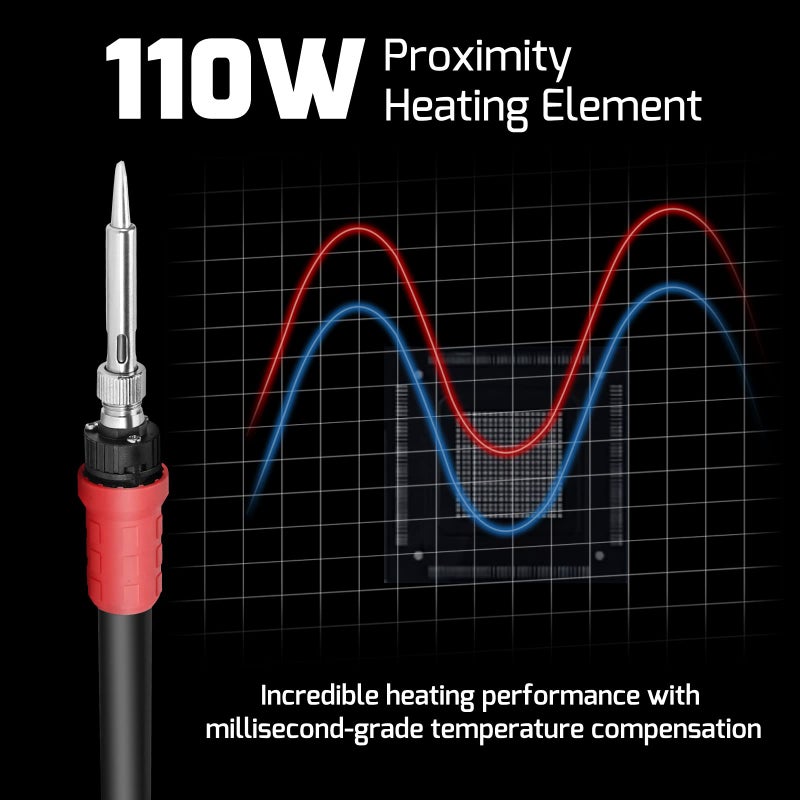 WEP 926LED V1 110W Soldering Iron Station Kit with Solder Wire, 5 Soldering Tips, Tip Cleaner, Tweezers, Desoldering Pump with Precision Temperature Control, Sleep Mode, â„‰/â„ƒ - Image 2