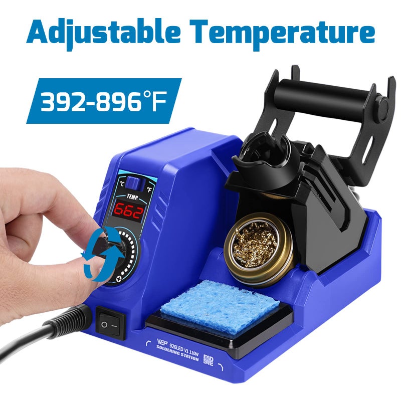 WEP 926LED V1 110W Soldering Iron Station Kit with Solder Wire, 5 Soldering Tips, Tip Cleaner, Tweezers, Desoldering Pump with Precision Temperature Control, Sleep Mode, â„‰/â„ƒ - Image 5
