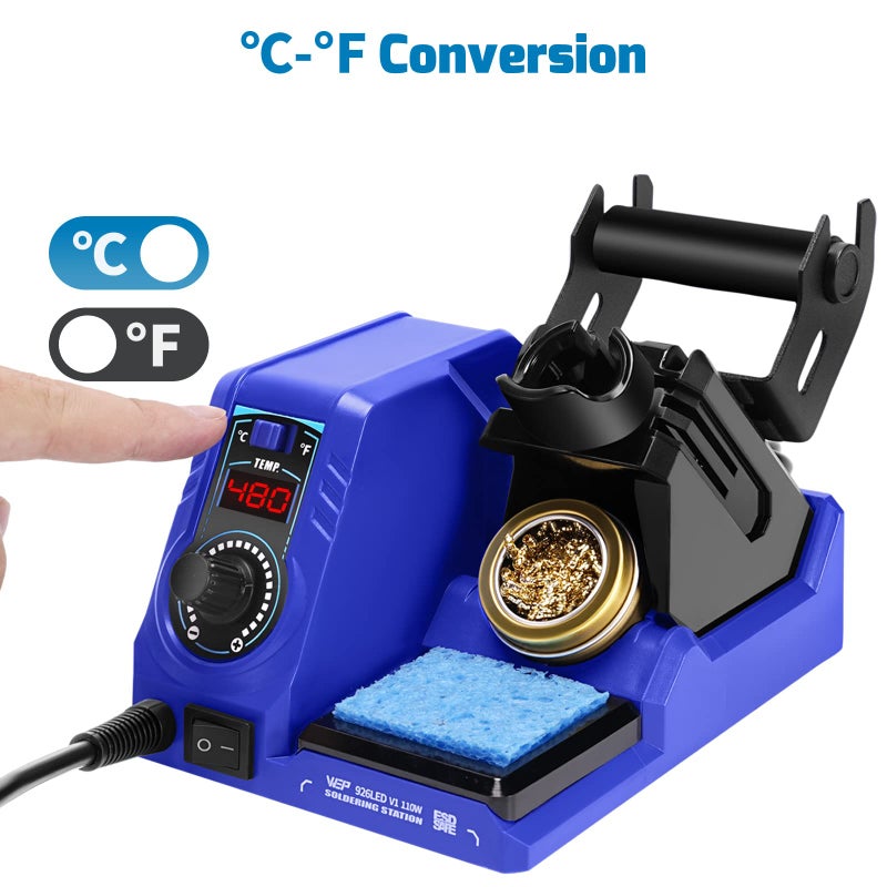 WEP 926LED V1 110W Soldering Iron Station Kit with Solder Wire, 5 Soldering Tips, Tip Cleaner, Tweezers, Desoldering Pump with Precision Temperature Control, Sleep Mode, â„‰/â„ƒ - Image 4
