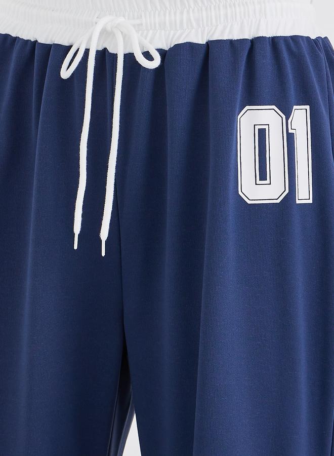 Take Two Dark Blue Printed Loose Fit Joggers - Image 3