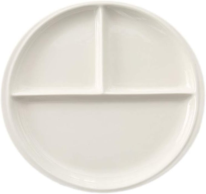 ELEGANT ROUND SHAPED CERAMIC DIVIDED PLATE DINNER PLATES LUNCHEON PLATES SALAD PLATES DISHES FOR KITCHEN WHITEDARK BLUE 1 WHITEROUND