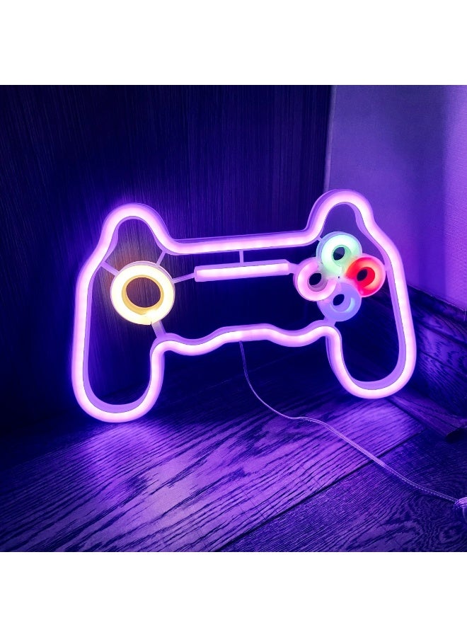 WACUAAO Game Controller LED Neon Sign - Gamepad Shaped Wall Neon Light for Gaming Room Decor & Setup, Dual Powered by USB or 3AA Battery, 11.6x7.2 Inches Neon Lamp Gift for Gamers - Image 1